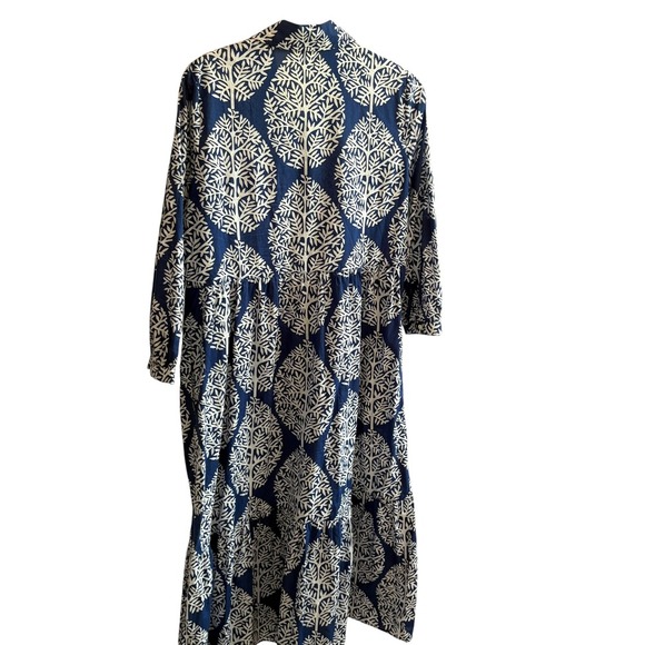 J. McLaughlin Tybee blue agra midi dress. Navy/white pattern. Size Small. EUC - Picture 5 of 12